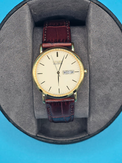 Citizen Eco-Drive E101-S015588 Gold Tone White