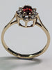 9CT Gold Ring With Red And Clear Stones