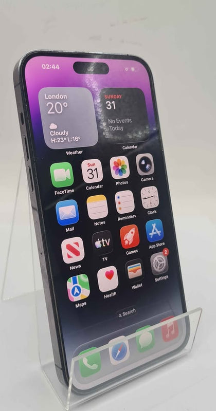 Apple iPhone 14 Pro Max, 128GB, Purple, 84% Battery Health (SMASHED BACK), Unboxed