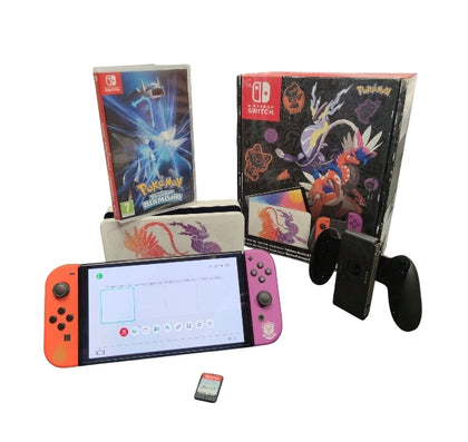 NNintendo Switch OLED Pokemon Scarlet and Violet Limited Edition w/Pokemon games**Boxed**