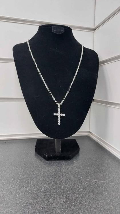 **BRAND NEW** 925 round belcher chain cross necklace 24 inch 16.1 grams