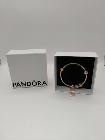 Pandora Bracelet with 4 charms Hallmarked&Tested (Pandora ALE)