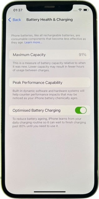 Apple iPhone 12 128GB Green Unlocked Battery 91%