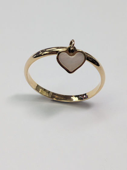 9ct Gold Swinging Heart Ring Size O
