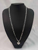 925 Sterling Silver 3-In-1 Figaro Chain With Heart Locket Pendant - 29.2 Grams - 24" Long *BRAND NEW