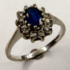 9ct White Gold Diamond Ring with Blue Centre Stone