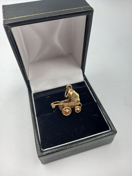 9CT Gold PRAM Pendant, Hallmarked & Tested, 3.33g Total Grams