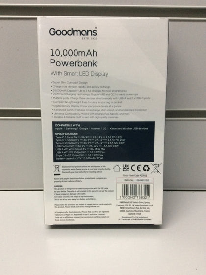 Goodman's 10,000mAh Power Banks (Silver)