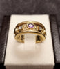 9ct Yellow Gold Medieval Style Diamond & Gem set Band Ring - Size N