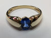 9CT GOLD RING WITH DARK BLUE STONE SIZE T 2.65G PRESTON STORE