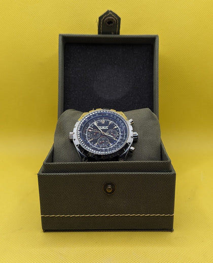 Jaragar Men's Fashion Casual Mechanical Multi-functional Blue Glass Automatic Mechanical Watch GMT1144-3-A