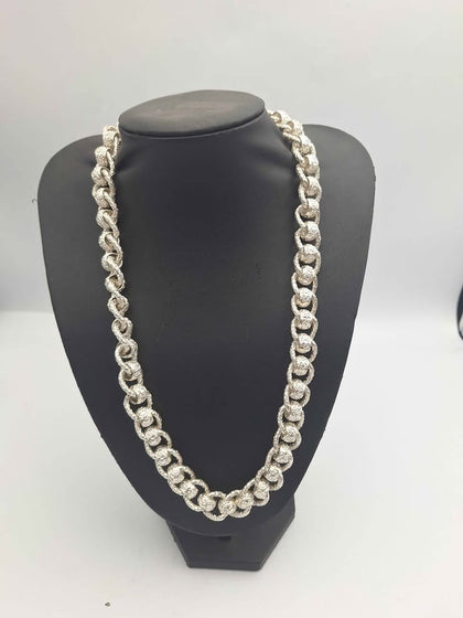 925 Sterling Silver Roller-Ball Belcher Chain Chunky Albert Clasp - 24