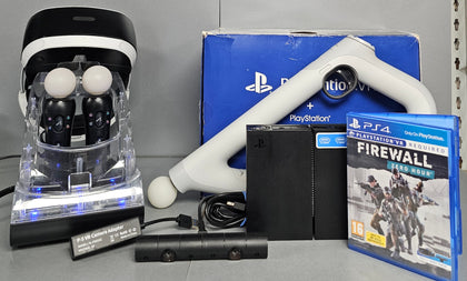 Sony Playstation VR 1st Gen + Move Controllers / Aim Gun / PS5 Link Cable & Game