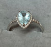 9CT White Gold Aqua Marine Pear Ring size S