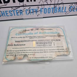 Manchester City FC Signed Street Sign – 2015/16 Season – Football Memorabilia