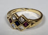 18ct - yellow gold ring with multicoloured stones - 3.78 -size M - Hallmarked