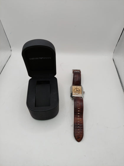 Emporio Armani AR4210 Brown Leather Meccanico Mens Watch