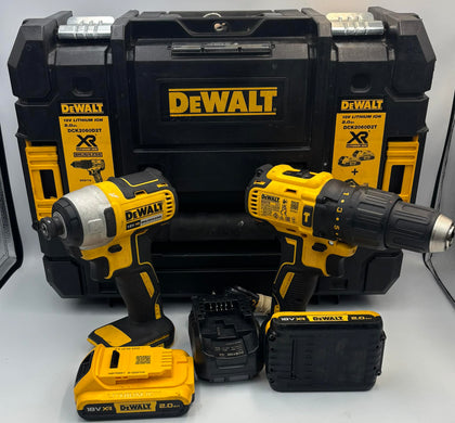 * COLLECTION  ONLY * DEWALT DCK2060D2T-SFGB 18V 2 x 2.0Ah Li-Ion XR Brushless Cordless Combi Drill and Impact Driver Twin Pack