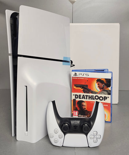 Playstation 5 Slim Disc Console, 1TB, White, Boxed + Deathloop