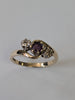 9ct Gold Diamond  &Red Stone  Ring Size L