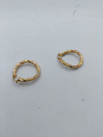 18CT Yellow Gold Hooped Earring With Twisted Pattern - 3.2 Grams - Fully Hallmarked