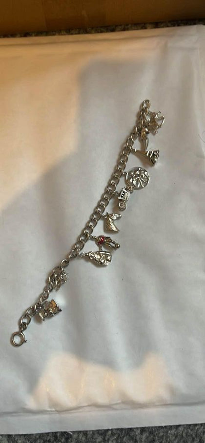 925 Sterling Silver Charm Bracelet - 35.71 Grams - 8’ Long.