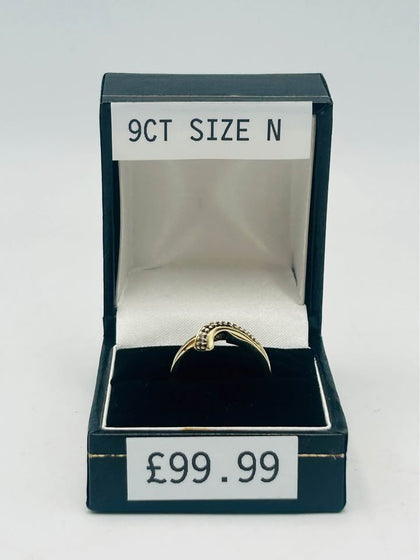 9CT YELLOW GOLD RING, 375 HALLMARKED RING, SIZE:N, 1.83G, BOXED