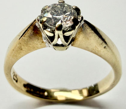 9ct yellow gold diamond solitaire ring size J