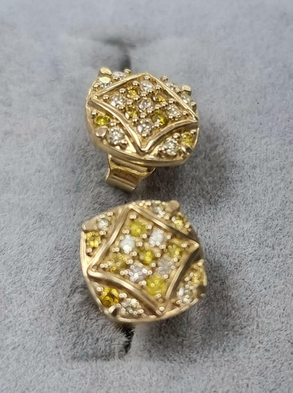 9ct Gold Earrings 2 Color Stones