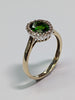 9CT GOLD DIAMOND AND EMERALD RING SIZE M 1/2