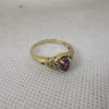 9K Gold Ring, Purple Stone & Diamonds, 2.40 Grams, Size: Q