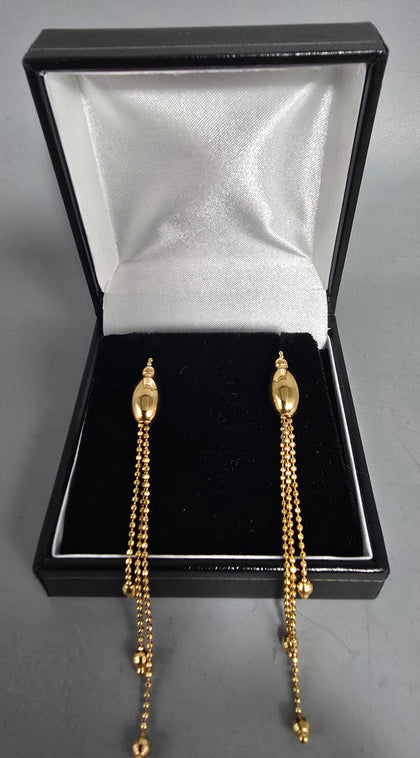 3.6g 9ct 375 earrings 3'' IN LENGTH