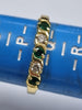 18ct Gold Diamond Ring with Green Stones 0.12ct Size P 1/2