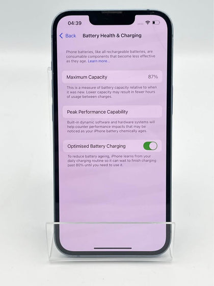APPLE IPHONE 14, 128GB, BLUE, UNLOCKED, UNBOXED, SCRATCHES ON SCREEN & SMALL DENTS ON BOTTOM OF HOUSING, BATTERY CAP 87%