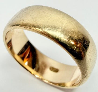 9ct yellow gold wedding band ring size L 1/2