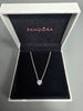 Pandora Necklace With HEART white stone Pendent (ALE) 925 3.9G 18'' in Length