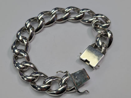 Silver Patterned Smooth Link Bracelet