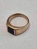 9ct Yellow Gold Signet Ring With Square Black Stone - Size V - 5.95 Grams