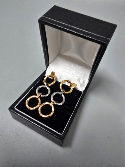 9ct Gold Earring 375 1.7G 1.1'' in Length (YELLOW GOLD, WHITE GOLD AND ROSE GOLD)
