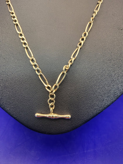 9ct Yellow Gold Figaro T-Bar Necklace 5.62g 18