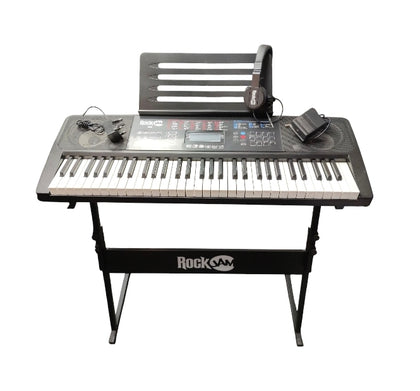Rockjam RJ761 61-key Electronic Keyboard w/stand, pedal and headphones COLLECTION ONLY