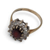 9CT Gold Women's Floral Style Ring, Red Stone, 2.5Grams, 375 Hallmarked, Size: O
