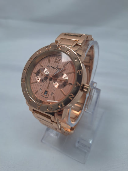 Pandora authentic womens rose gold quartz stainless steel watch boxed