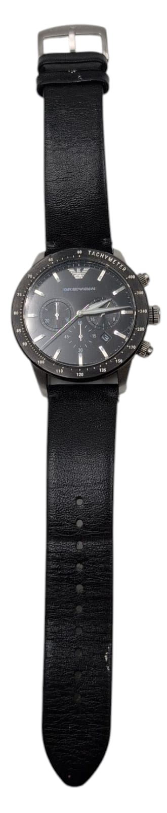 Emporio Armani Watch for Men, Quartz 3 Sub Dial Chronograph Movement and 43mm Case Size with Leather Strap