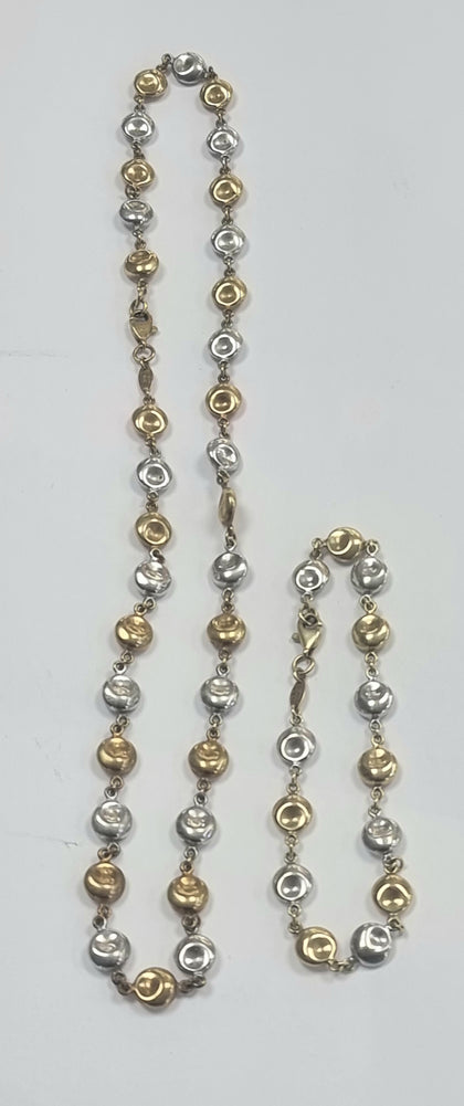 9ct White/Yellow Gold Chain & Bracelet Set