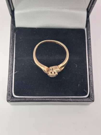 9ct Hallmarked Yellow Gold Diamond Ring - 2.3g Weight, Size N
