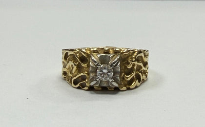 18ct Gold Ring, CZ Stone (Size T) 10.275g - Hallmarked