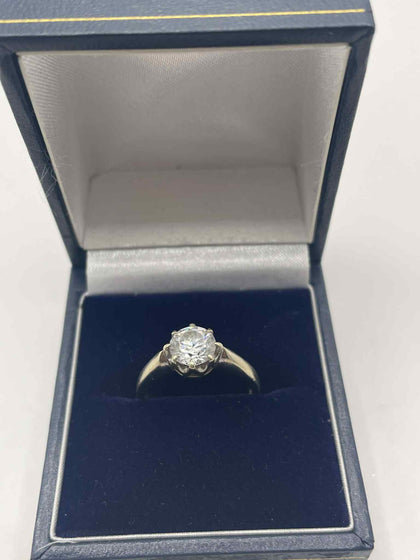 9ct white gold cubic zirconia solitaire ring size K