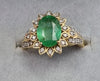 18ct Gold Ring with Green/diamond Stones Size O