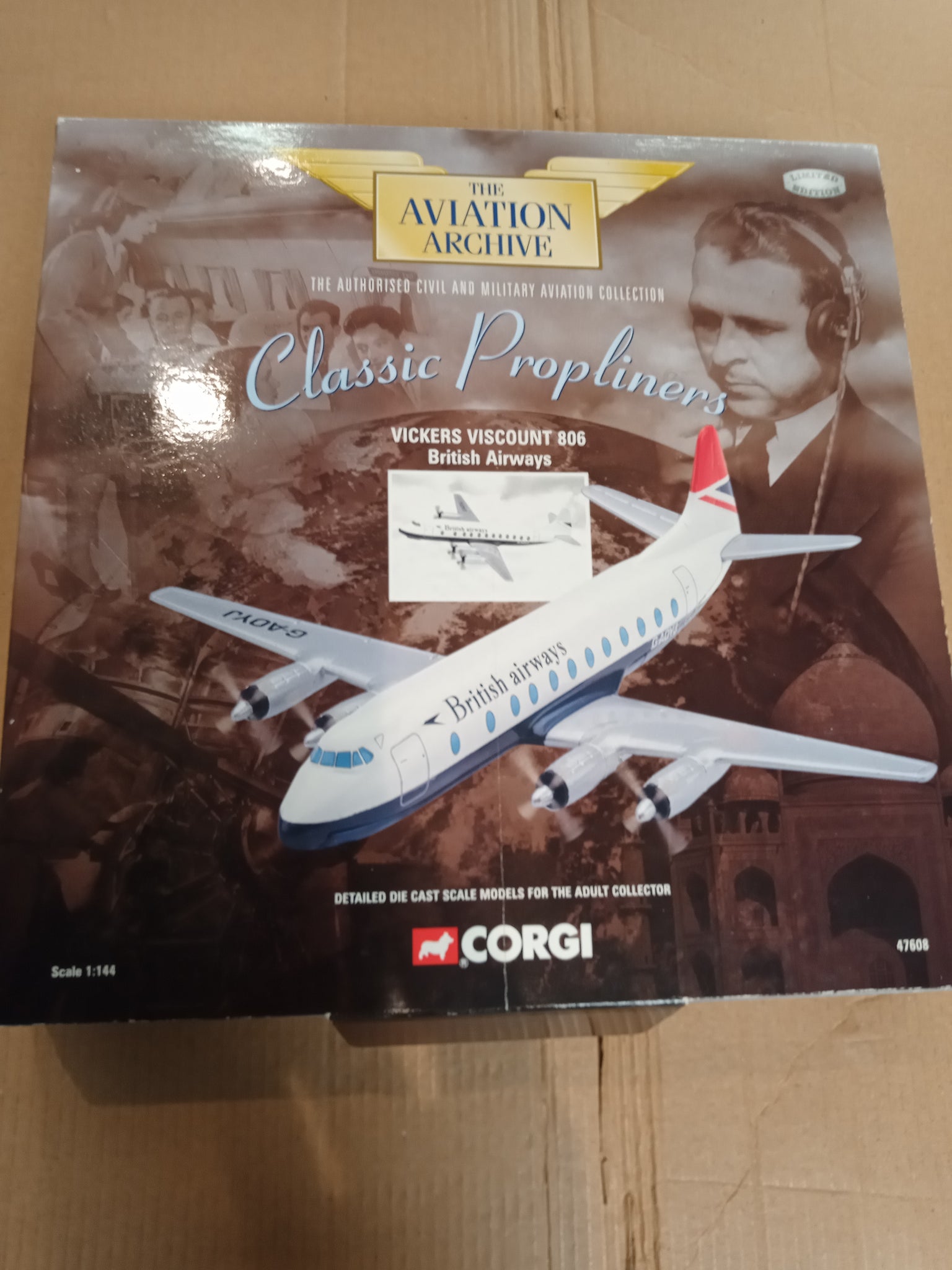 Corgi 1/144 Vickers Viscount 英国航空 Corgi Aviation Vickers Viscount 806 British Aircraft Model